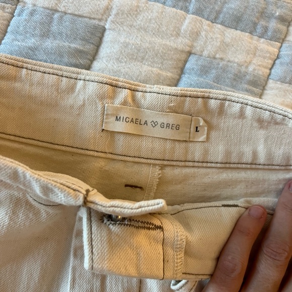 Micaela Greg Seamed Jean with Contrast Stitching Cream size large - Picture 5 of 7